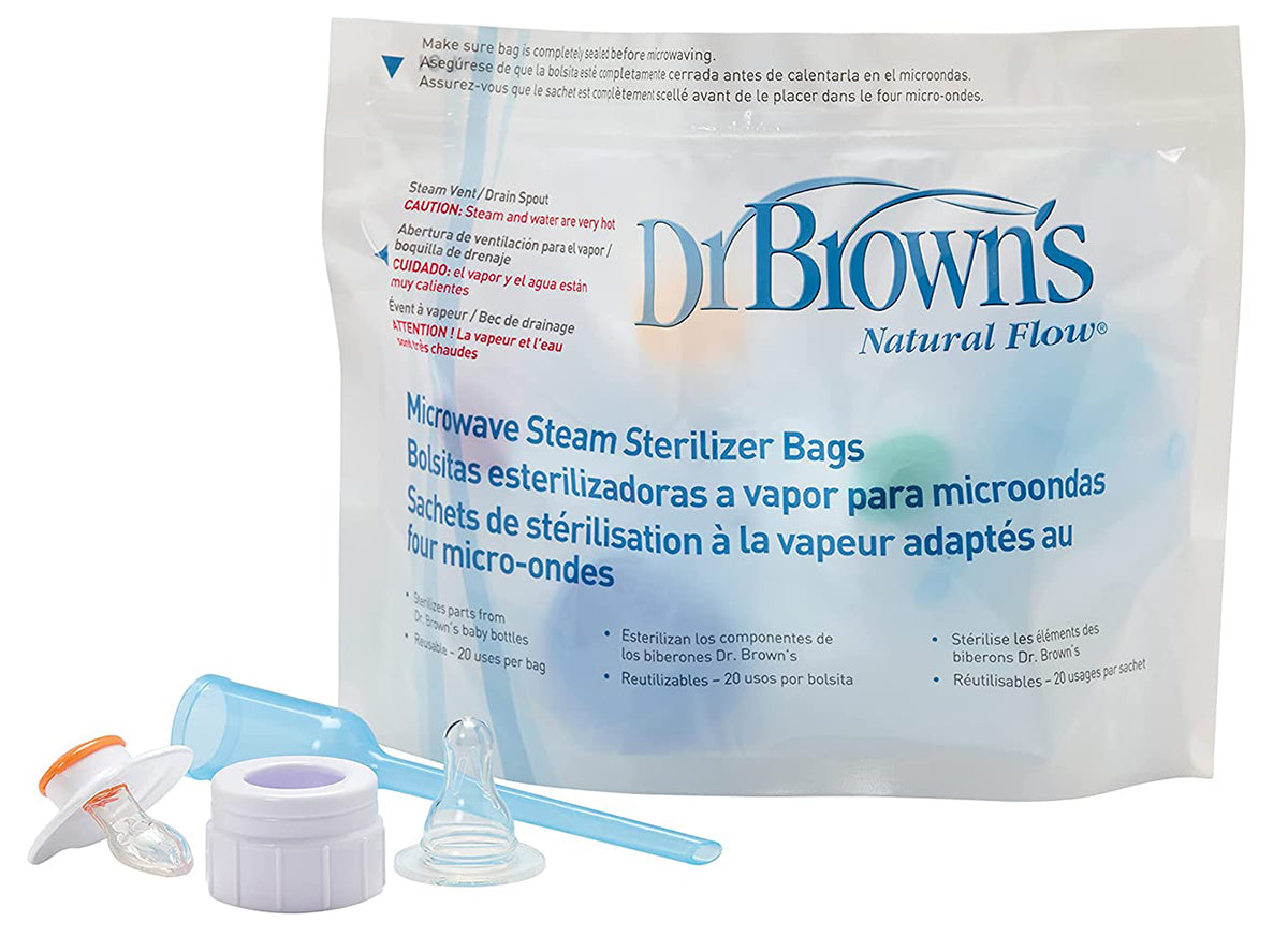 Dr. Brown's Natural Flow Microwave Steam Sterilizer Bags, 5 PK