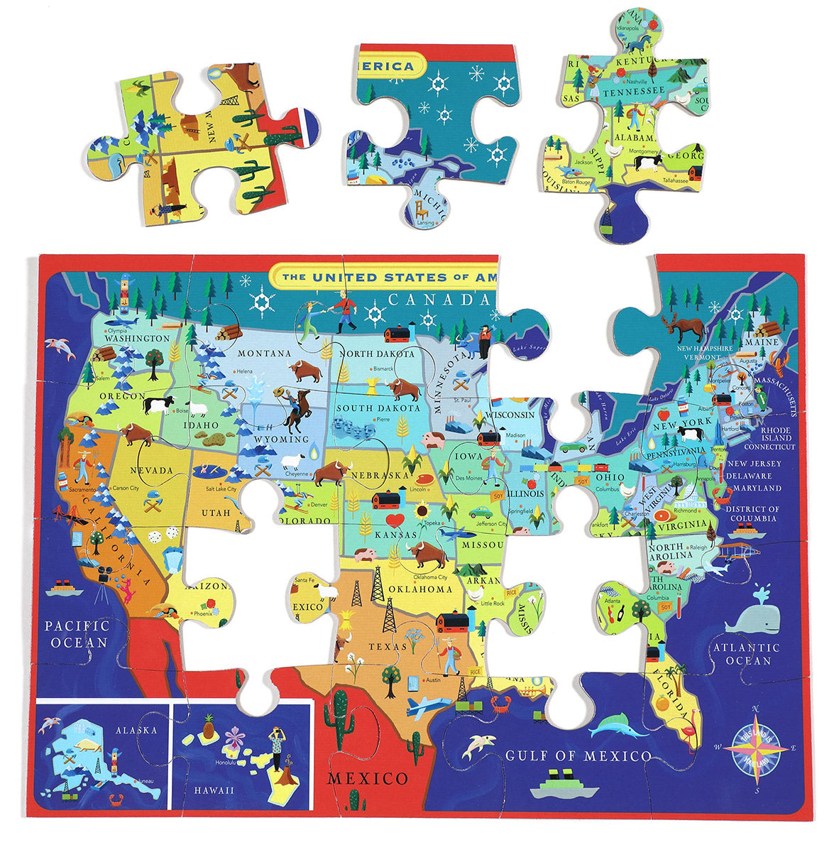 eeBoo 20 Piece Big Puzzle - United States Map