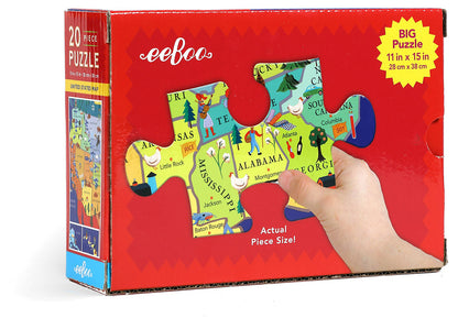 eeBoo 20 Piece Big Puzzle - United States Map