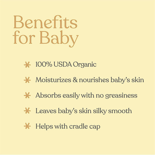 EllaOla Organic Baby Massage Oil, Fragrance Free