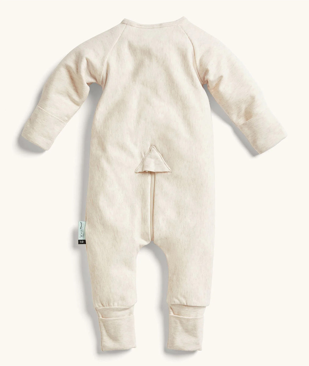 ergoPouch Layers Long Sleeve Romper 1.0 TOG - Oatmeal Marle, 0-3 Months