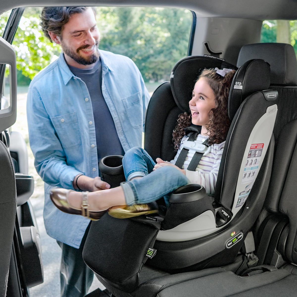 Evenflo GOLD SensorSafe Revolve360 Extend Rotational All-In-One Convertible Car Seat - Moonstone Gray