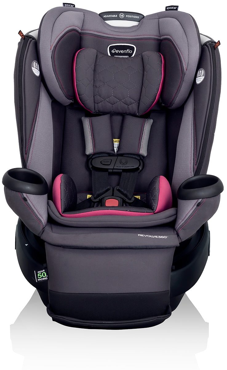 Evenflo Revolve360 Extend Rotational All-in-one Convertible Car Seat With Quick Clean Cover - Rowe Pink