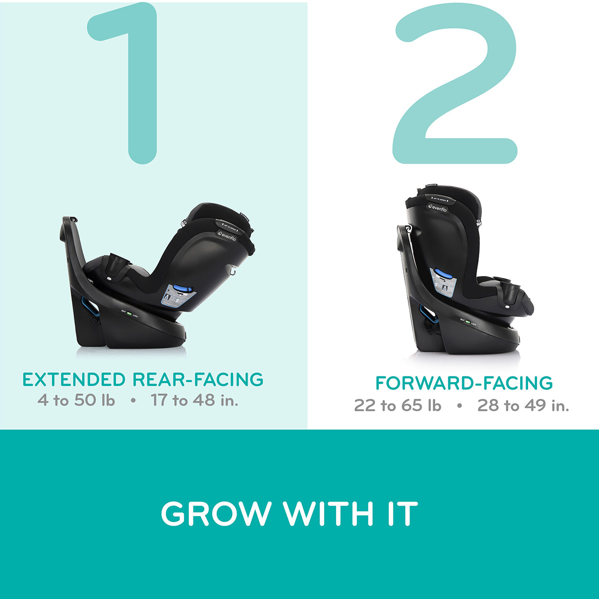 Evenflo Revolve360 Slim 2-in-1 Rotational Convertible Car Seat with Quick Clean Cover - Salem Black