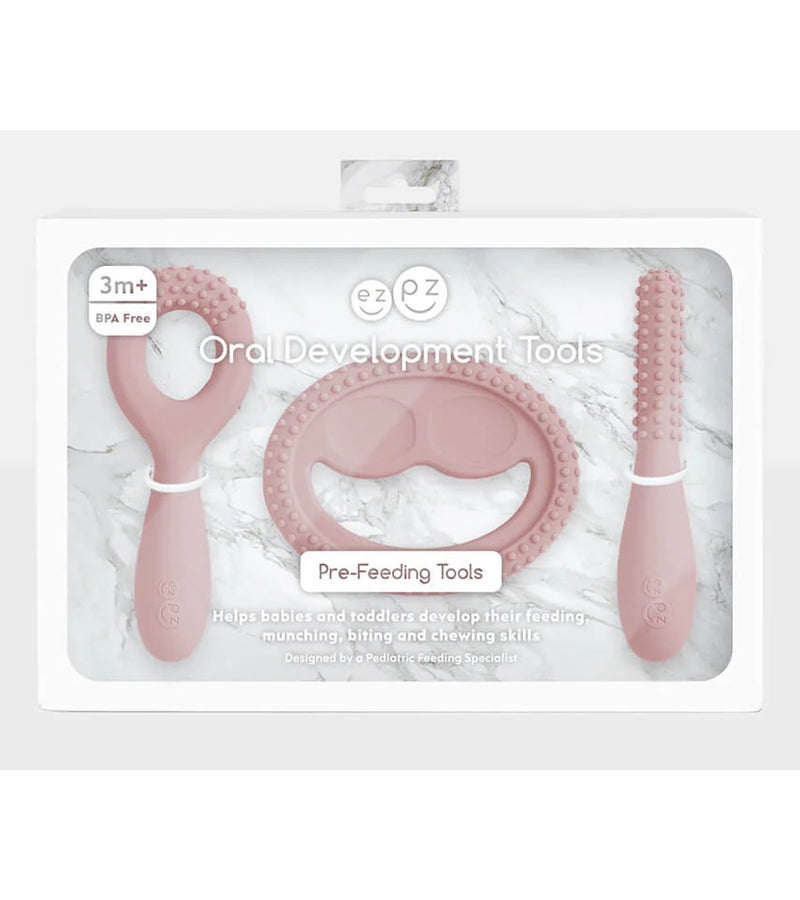 EZPZ Infant Bundle - First Foods Set + Oral Development Tools - Blush