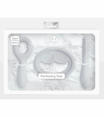 EZPZ Infant Bundle - First Foods Set + Oral Development Tools - Pewter