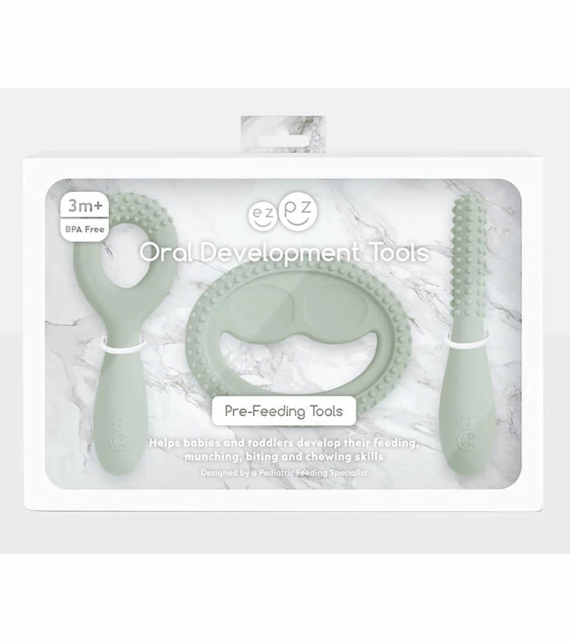 EZPZ Infant Bundle - First Foods Set + Oral Development Tools - Sage