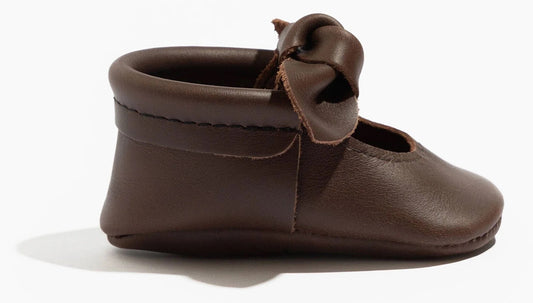 Freshly Picked Knotted Bow Moccasins, Size 2 - Espresso