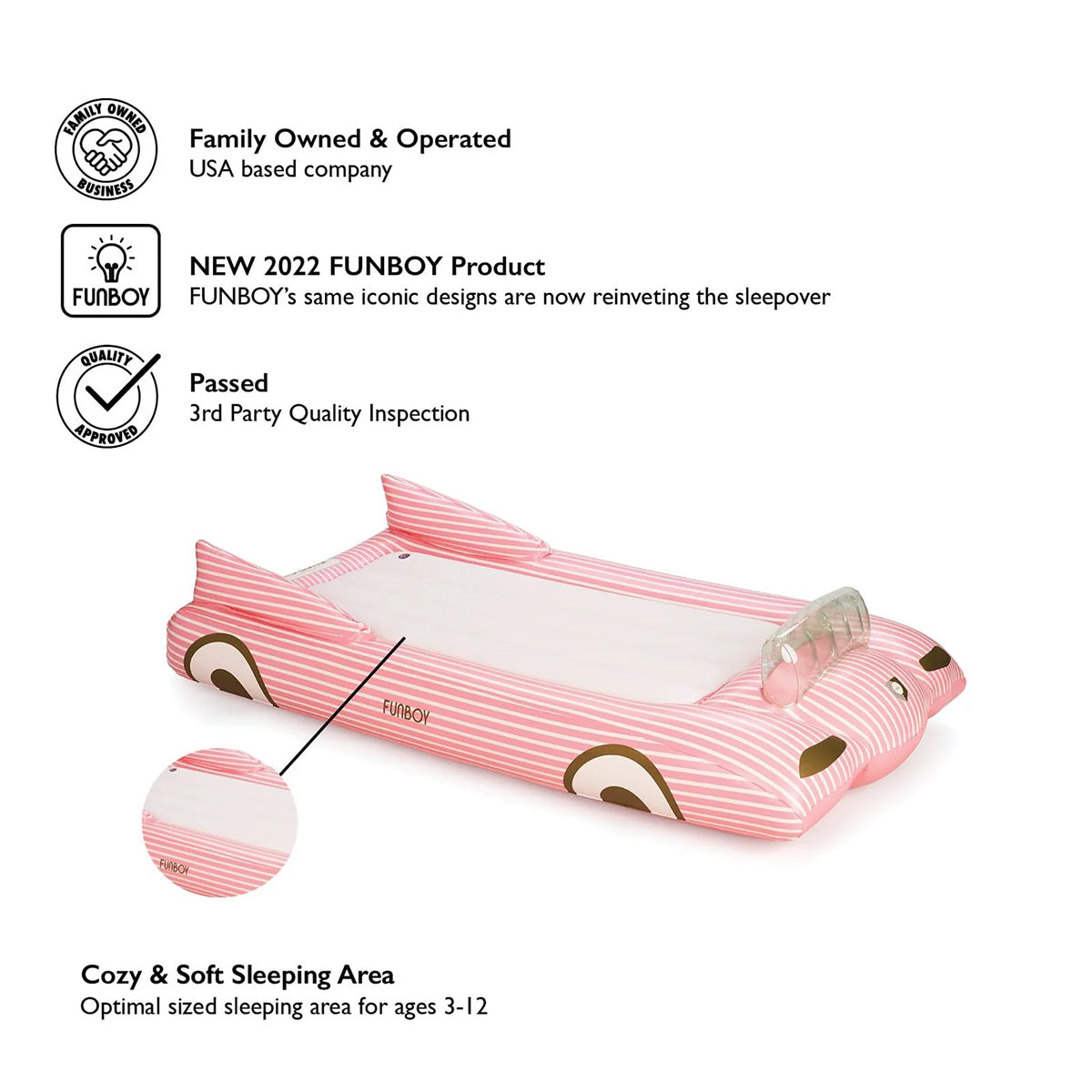 FUNBOY Kids Sleepover Air Mattress - Pink Convertible