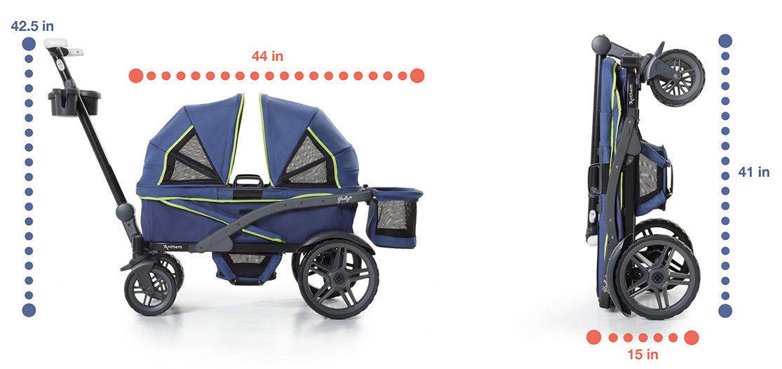 Gladly Family Anthem2 All-Terrain (2 Seater) Stroller Wagon - Neon Indigo