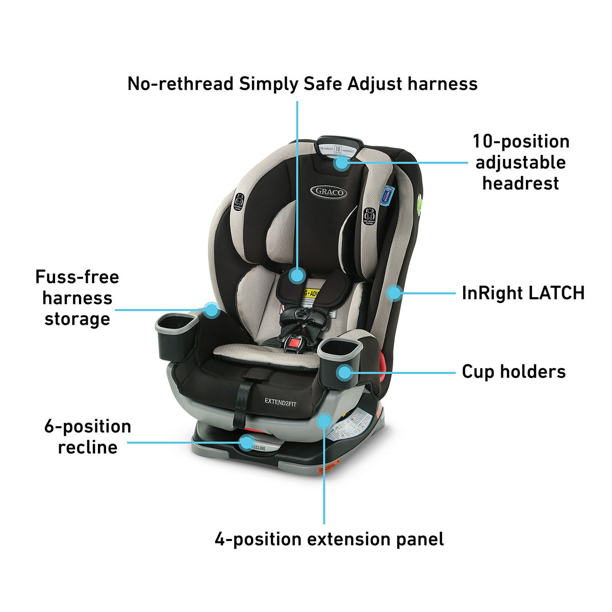 Graco Extend2Fit 3-in-1 All-in-One Convertible Car Seat - Stocklyn