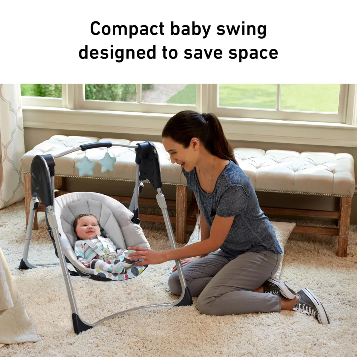 Graco Slim Spaces Compact Baby Swing - Etcher