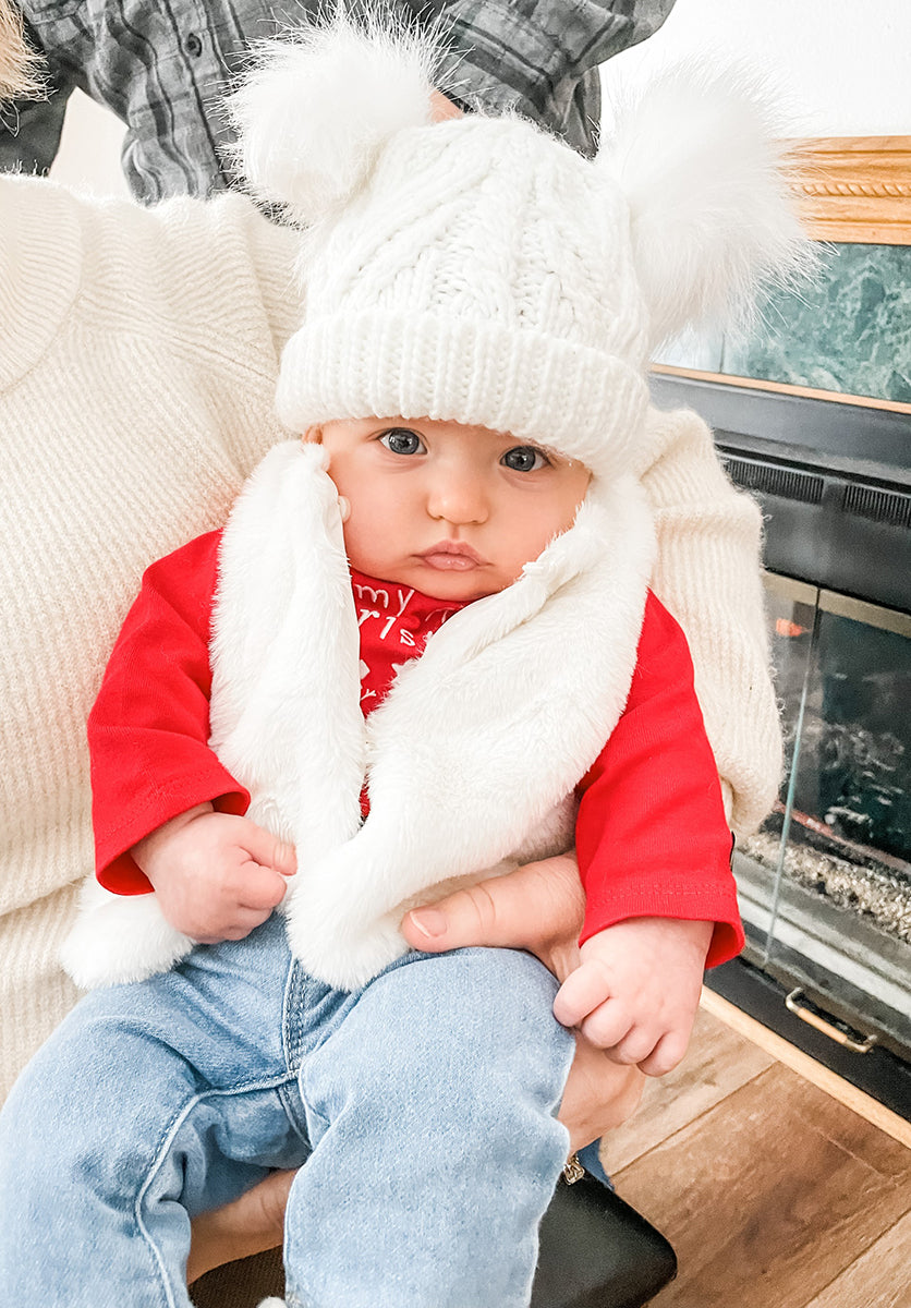 Huggalugs Fluffer Beanie Hat - Winter White, Large (2-6 years)