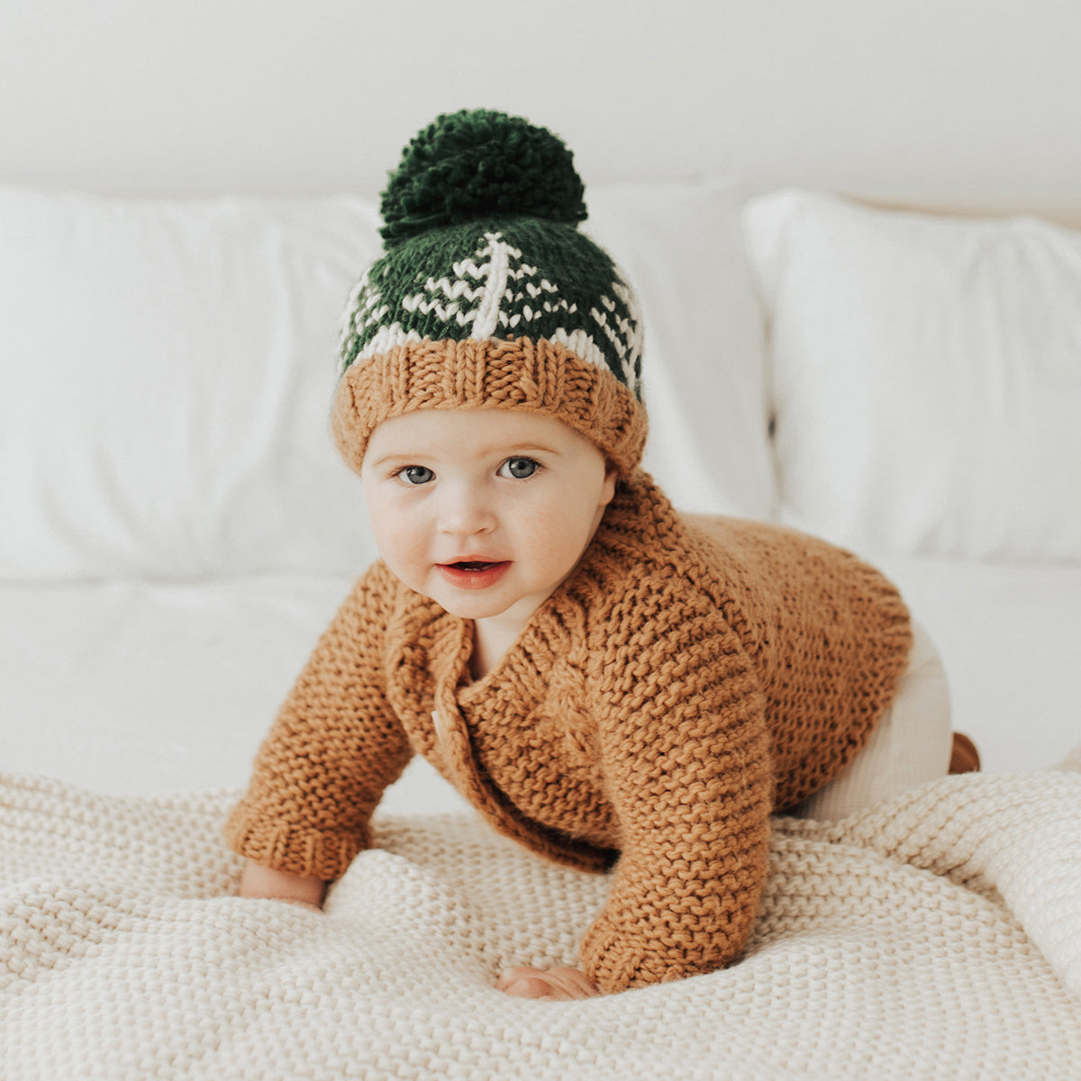 Huggalugs Forest Knit Beanie Hat - Loden, Medium (6-24 months)