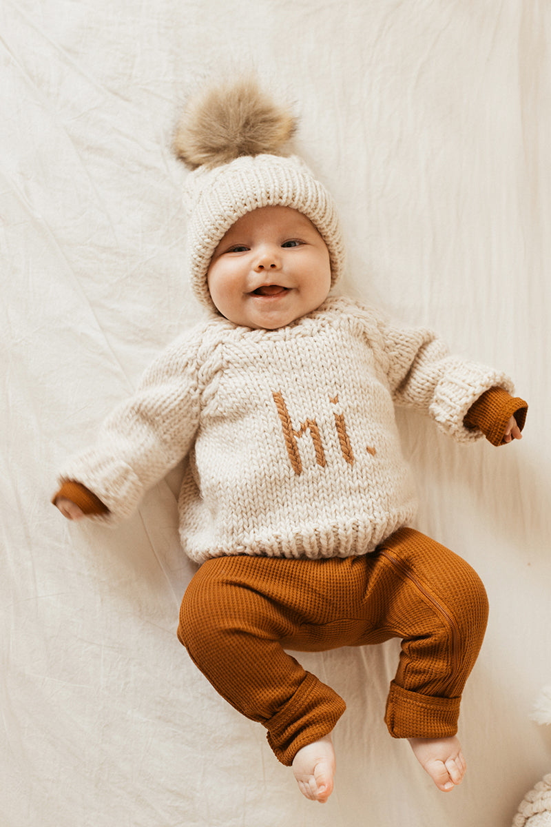 Huggalugs hi. Crew Neck Sweater - Pecan, 0-6 months