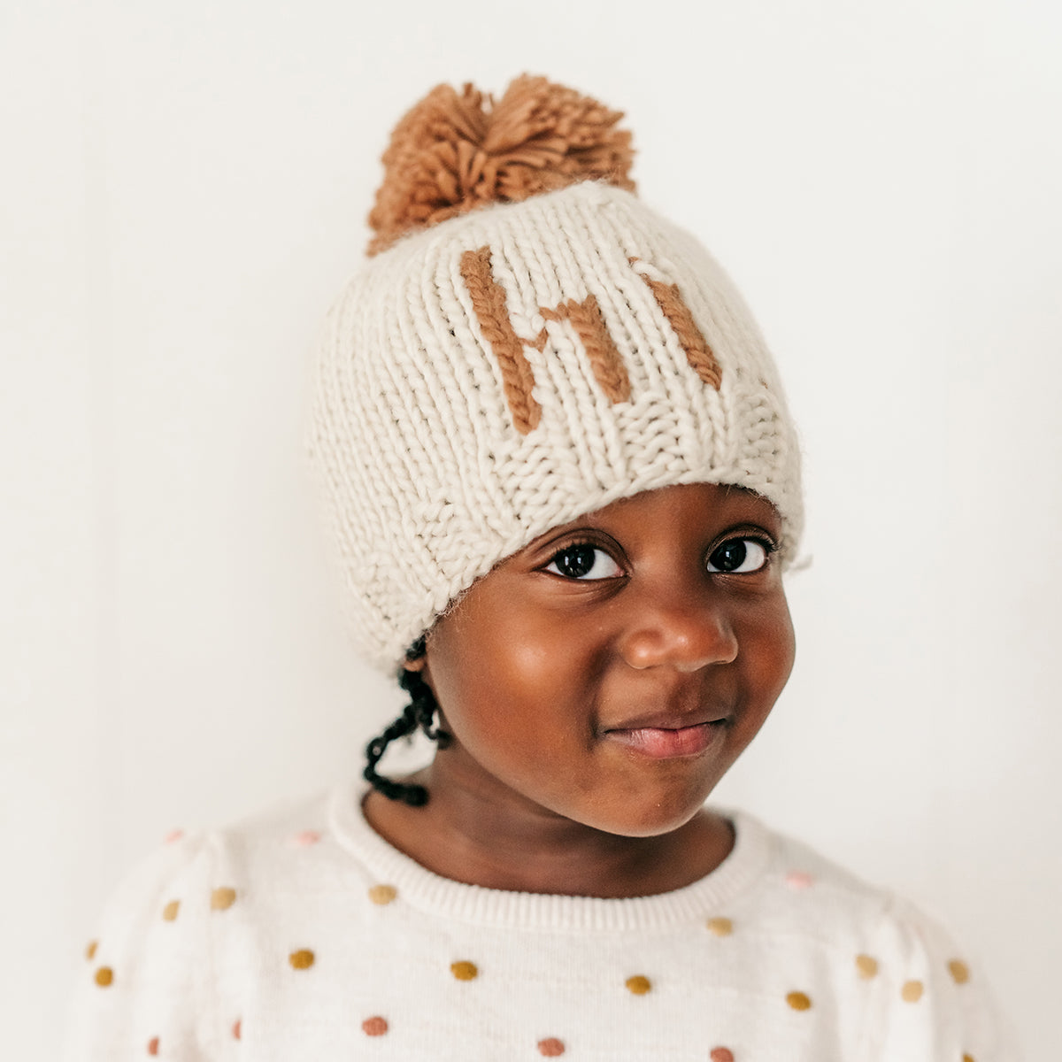 Huggalugs hi. Hand Knit Beanie Hat - Pecan, Large (2-6 years)