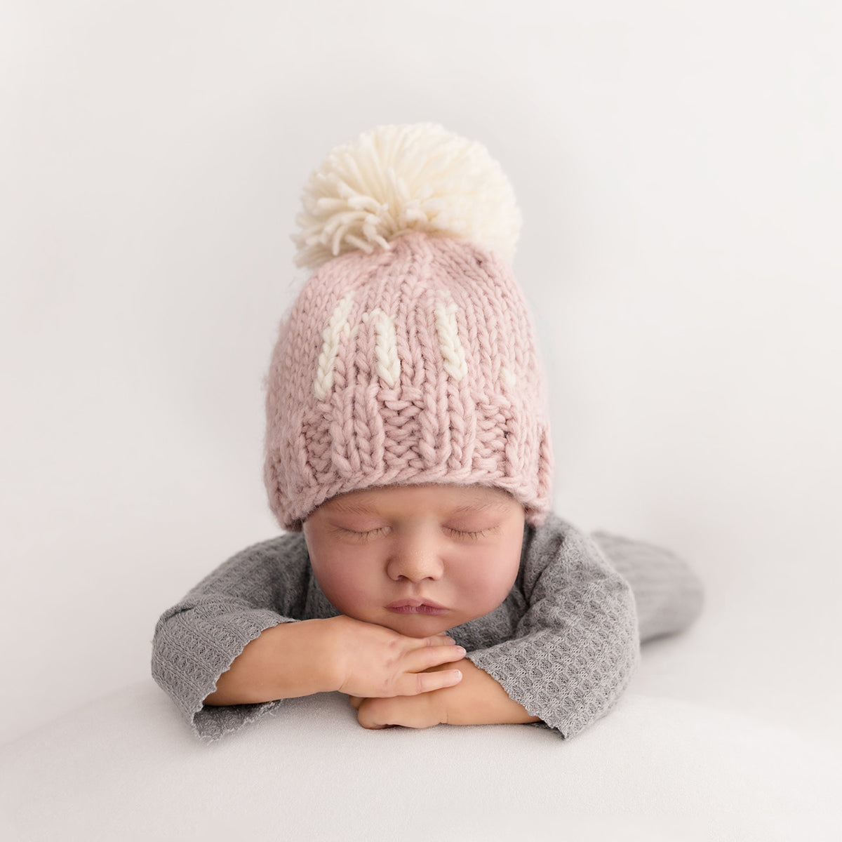 Huggalugs hi. Hand Knit Beanie Hat - Rosy, Medium (6-24 months)