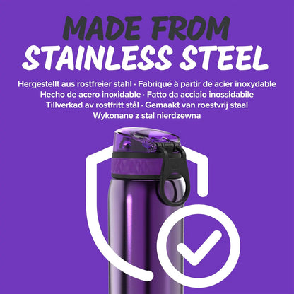 Ion8 Leak Proof Kids Stainless Steel Water Bottle, 13oz - Purple