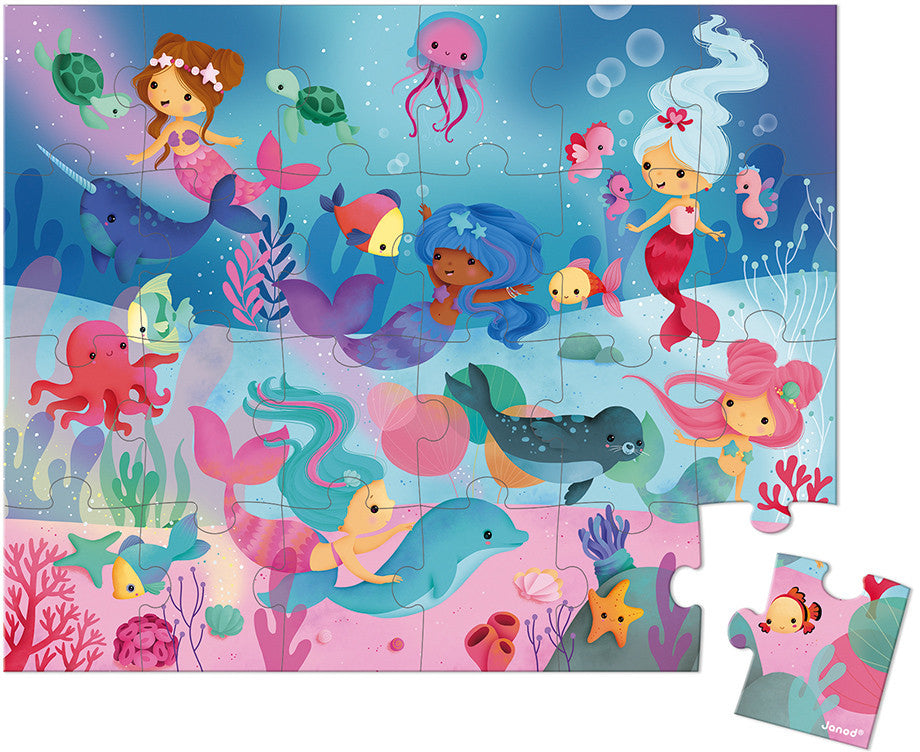 Janod Hat Box Puzzle - Mermaids (24 Pcs)