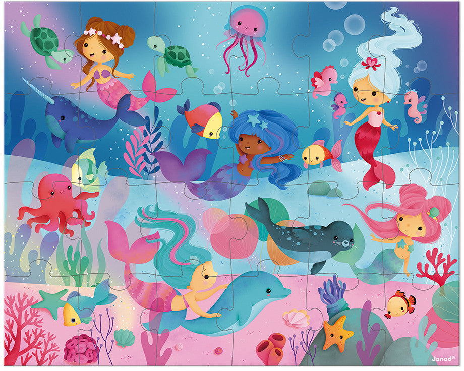 Janod Hat Box Puzzle - Mermaids (24 Pcs)