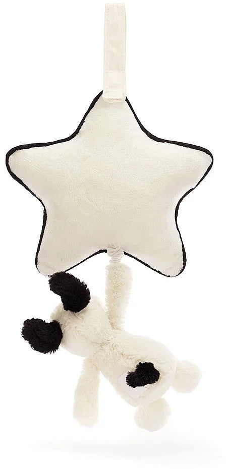 Jellycat Bashful Black & Cream Puppy Musical Pull