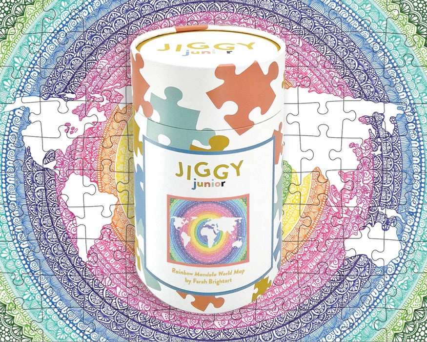 Jiggy Junior 100pc Puzzle - Rainbow Mandala World Map by Farah Brightart