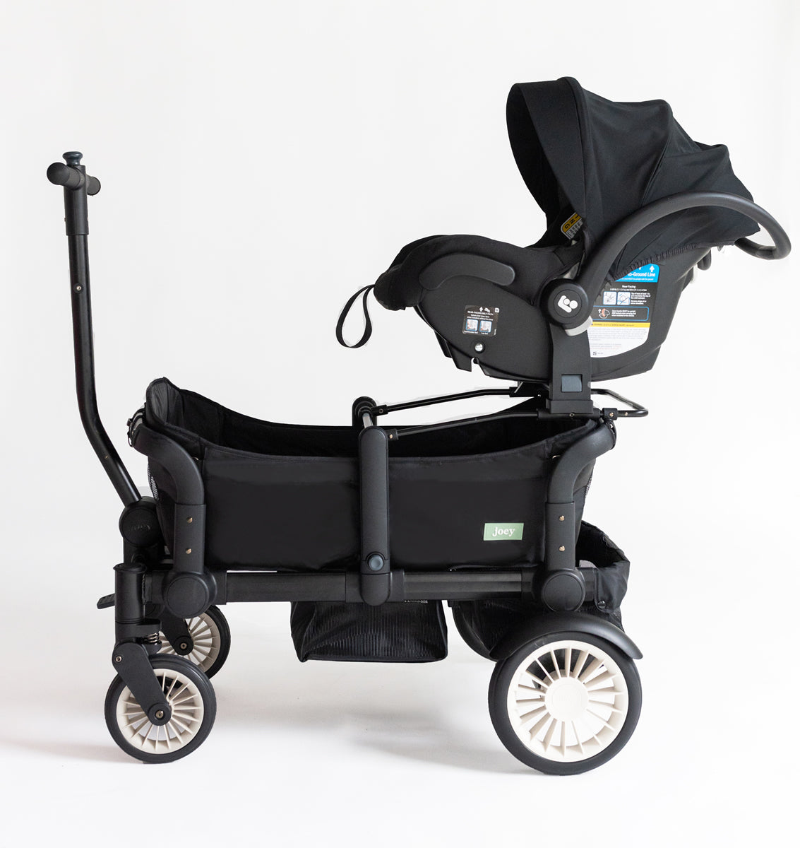 Joey (2 Seater) Stroller Wagon with 1 Canopy - Black