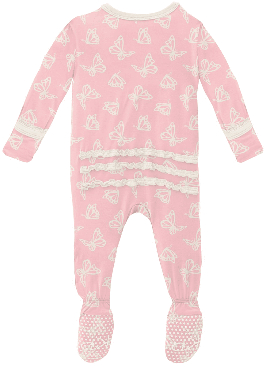 KicKee Pants Muffin Ruffle Footie with Zipper - Lotus Butterfly, 12-18 Months