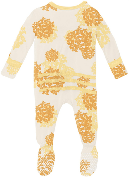 KicKee Pants Muffin Ruffle Footie with Zipper - Wallaby Hydrangea, 0-3 Months