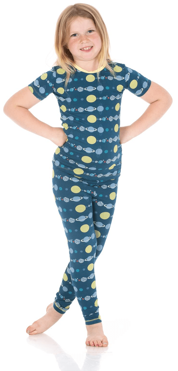 KicKee Pants Short Sleeve Pajama Set - Peacock Planets, 2T