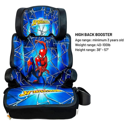 KidsEmbrace High Back Booster Car Seat - Marvel Spider-Man Blue Web