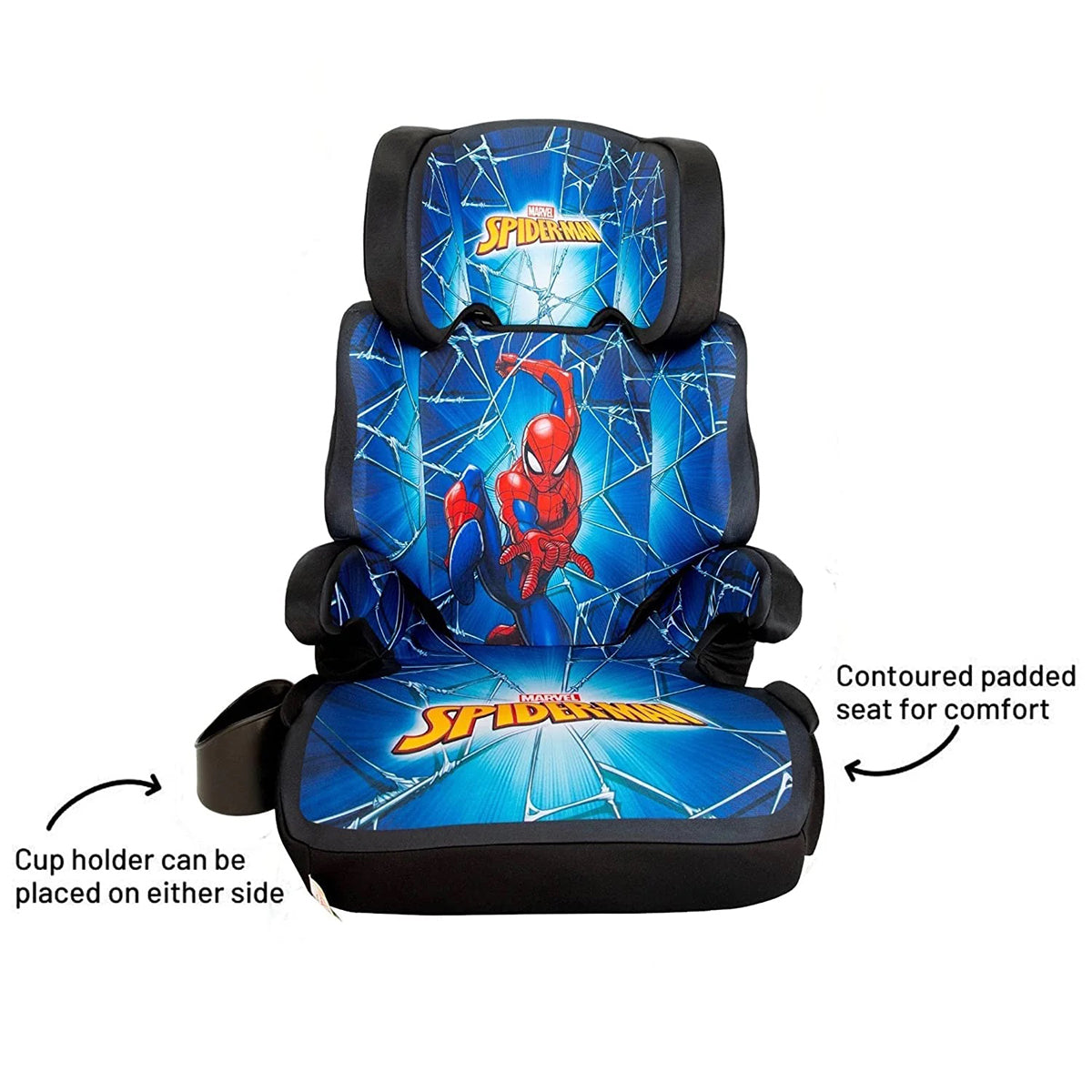 KidsEmbrace High Back Booster Car Seat - Marvel Spider-Man Blue Web