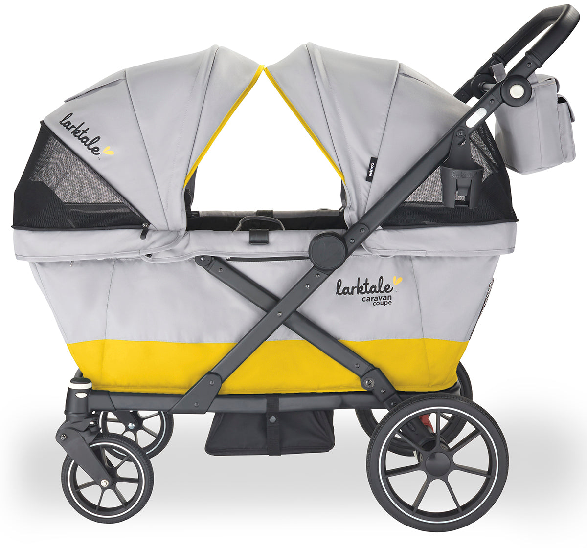 Larktale Caravan Coupe (2 Seater) Stroller Wagon - Gray / Yellow