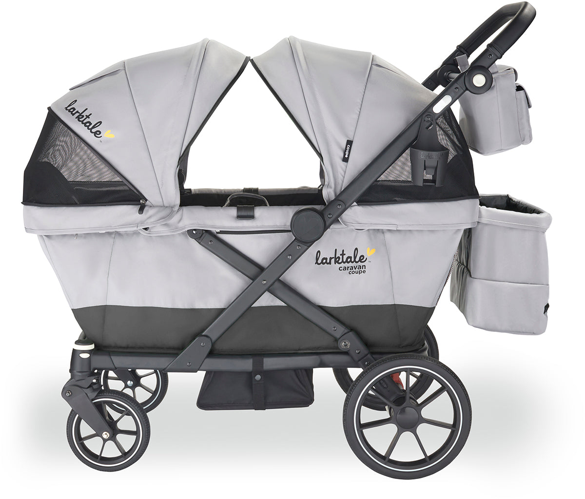 Larktale Caravan Coupe Quad (4 Seater) Stroller Wagon - Gray / Black