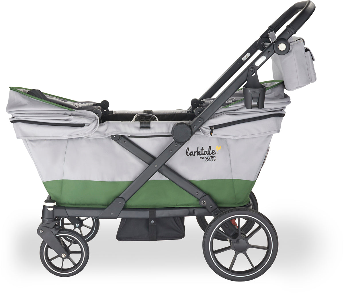 Larktale Caravan Coupe V2 (2 Seater) Stroller Wagon - Gray / Green