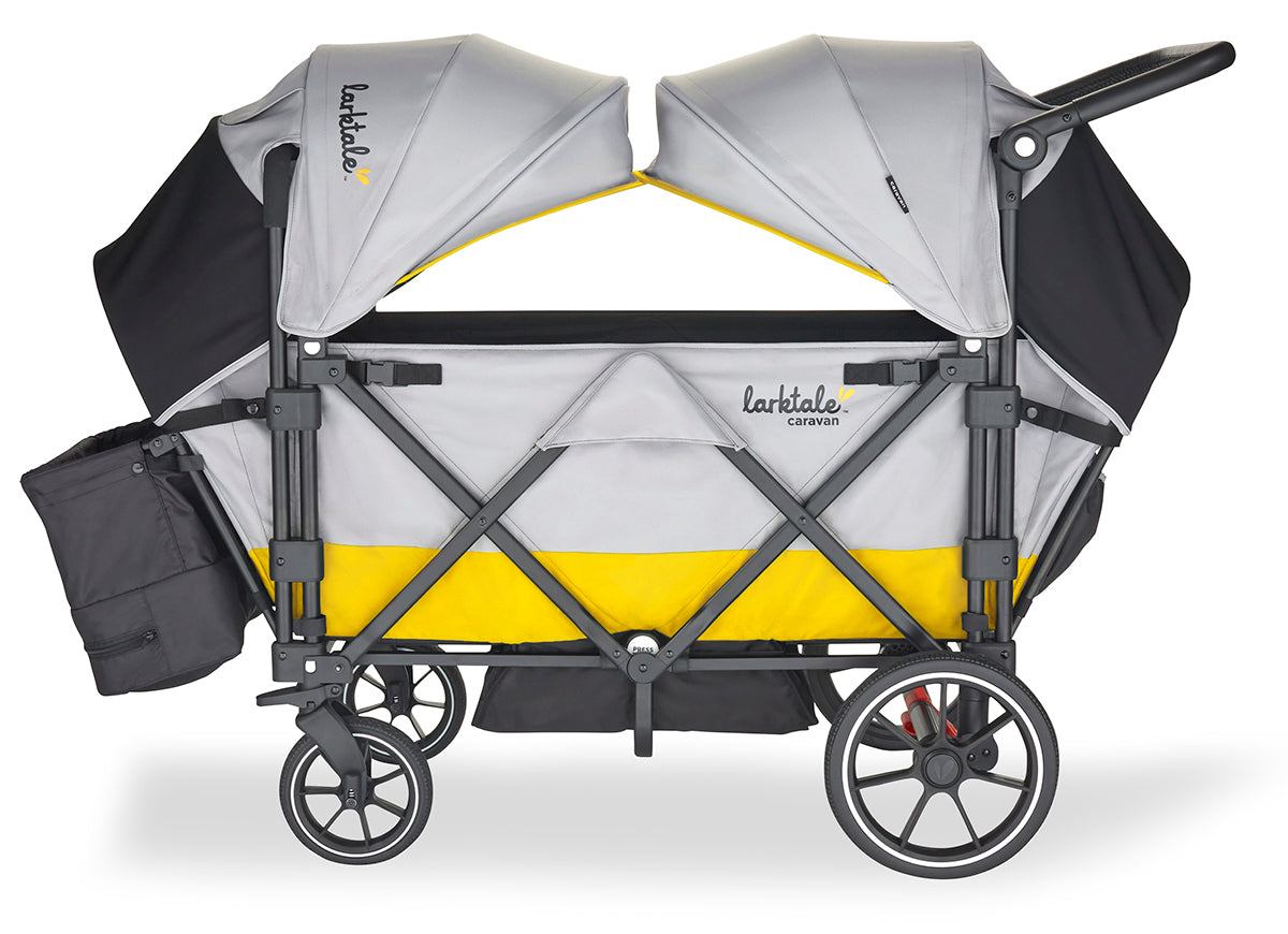 Larktale Caravan V2 (2 Seater) Stroller Wagon - Gray / Yellow