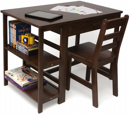 Lipper International Kids Work Station and Chair - Walnut