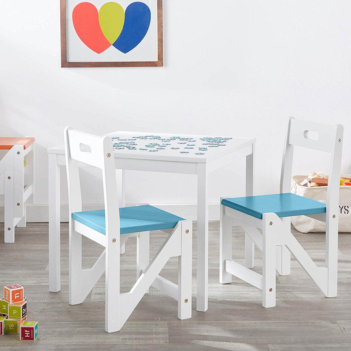 Lipper International Kids' ZigZag Stacking Chairs, Set of 2 - Turquoise