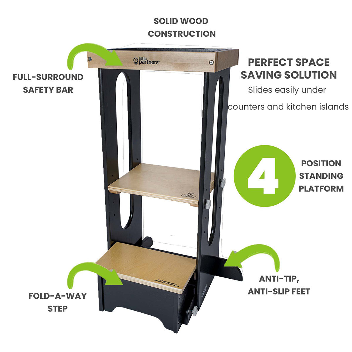 Little Partners Explore N Store Learning Tower - Charcoal / Natural Platform