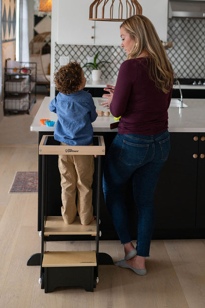 Little Partners Explore N Store Learning Tower - Charcoal / Natural Platform