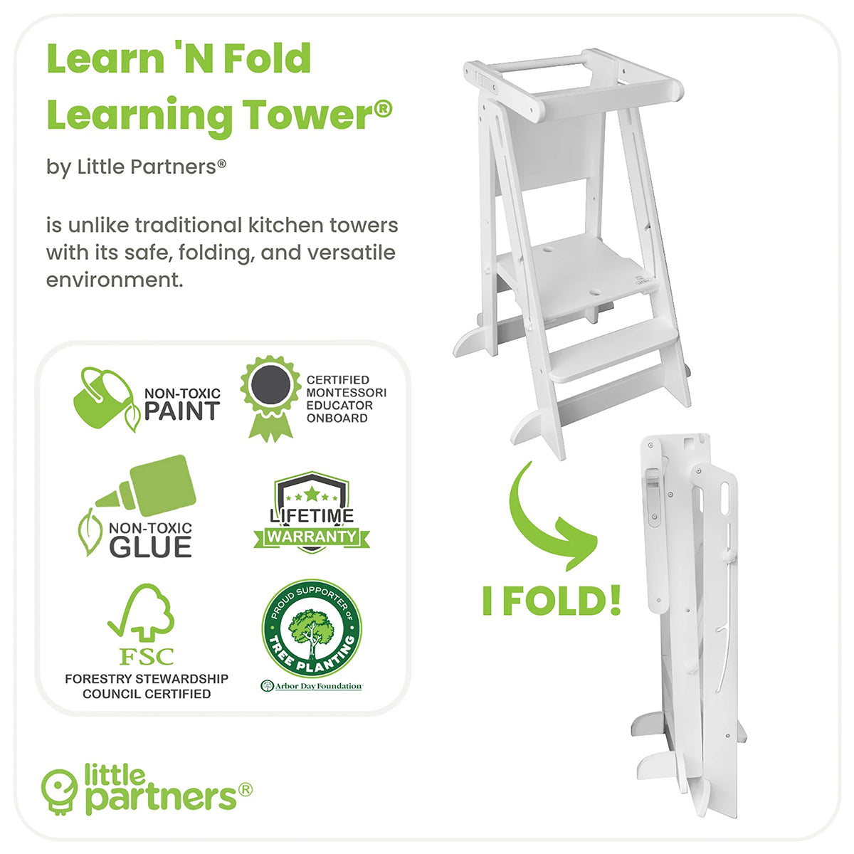 Little Partners Learn N Fold Learning Tower - Soft White