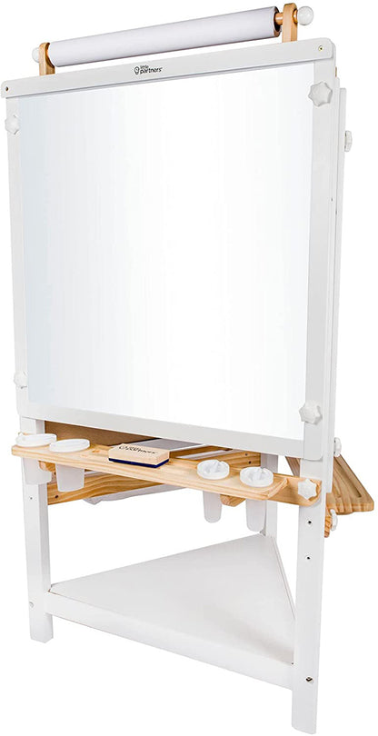 Little Partners Tri-Sided Art Easel - Soft White / Natural