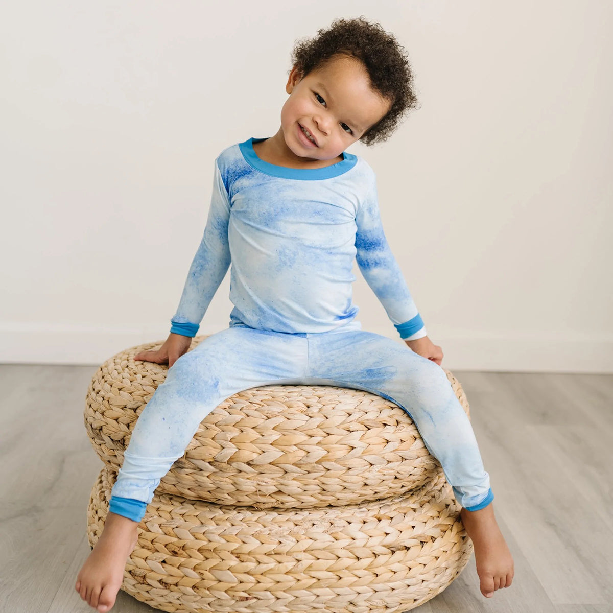 Little Sleepies Two-Piece Bamboo Viscose Pajama Set - Blue Watercolor, 18 - 24 months