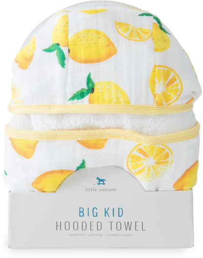 Little Unicorn Cotton Big Kid Hooded Towel - Lemon