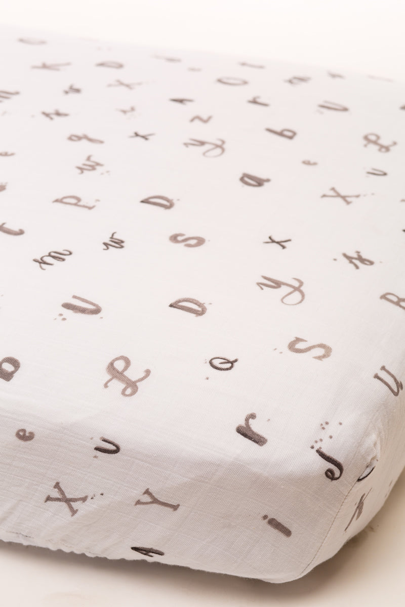 Little Unicorn Cotton Muslin Fitted Sheet - Hello Alphabet