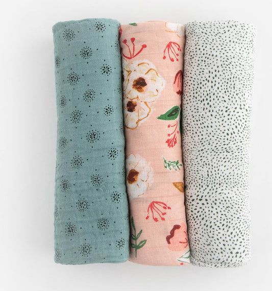 Little Unicorn Cotton Muslin Swaddle 3 Pack - Vintage Floral