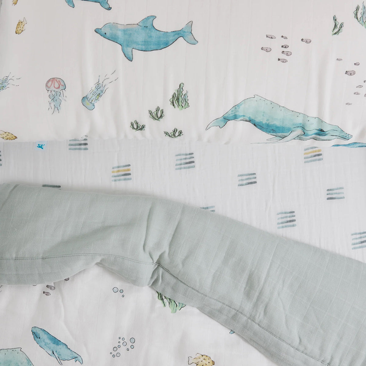 Little Unicorn Cotton Muslin Toddler Bedding 3 Piece Set - Whales