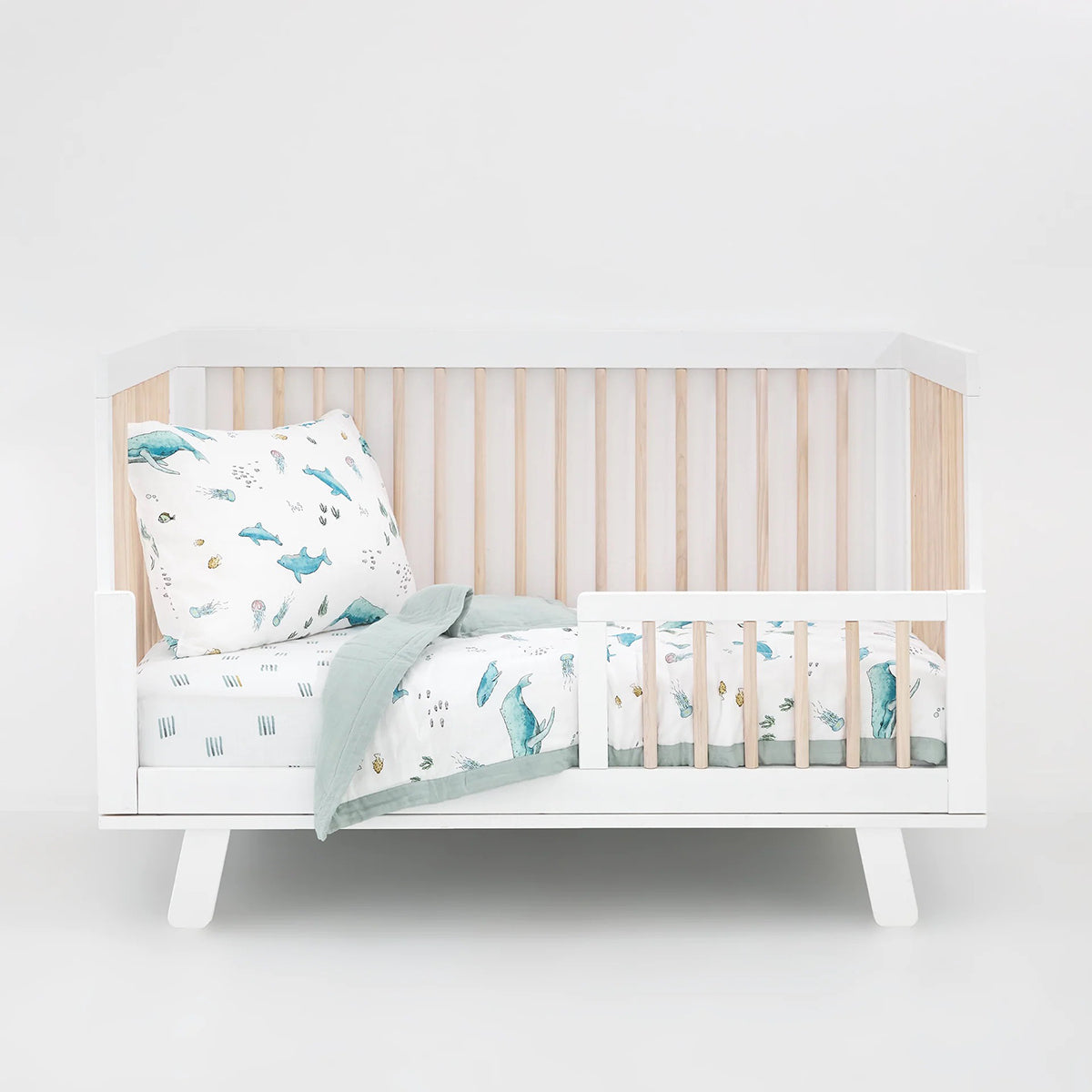 Little Unicorn Cotton Muslin Toddler Bedding 3 Piece Set - Whales