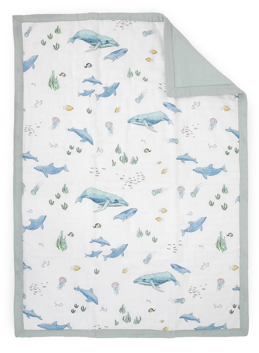 Little Unicorn Cotton Muslin Toddler Bedding 3 Piece Set - Whales