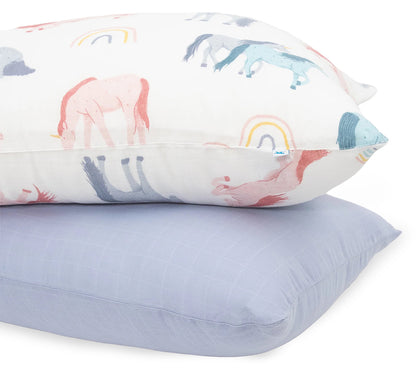 Little Unicorn Cotton Muslin Toddler Pillowcase, 2 Pack - Unicorns